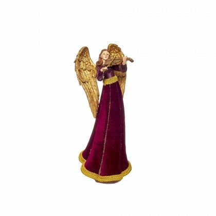 Anjo Poliresina Bord� e Dourado 20X15X34cm