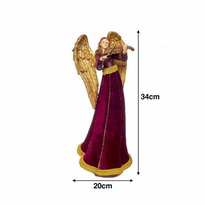 Anjo Poliresina Bord� e Dourado 20X15X34cm