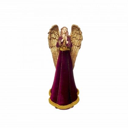Anjo Poliresina Bord� e Dourado 21X16x33cm