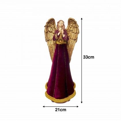 Anjo Poliresina Bord� e Dourado 21X16x33cm