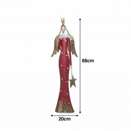Anjo Metal  Vermelho e Dourado 20X9X68cm