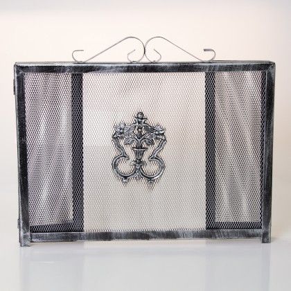 Frente Para Lareira Com Desenho Prateado Frente Para Lareira Com Desenho Prateado