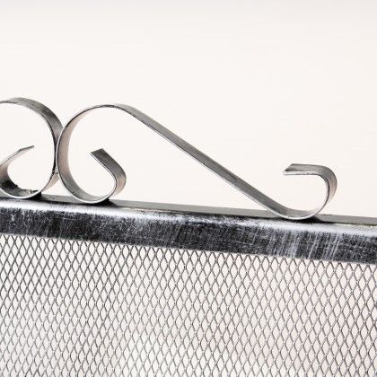 Frente Para Lareira Com Desenho Prateado Frente Para Lareira Com Desenho Prateado