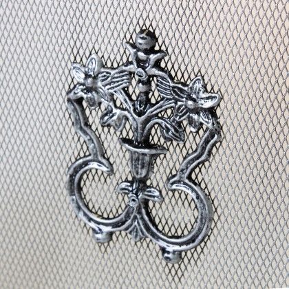 Frente Para Lareira Com Desenho Prateado Frente Para Lareira Com Desenho Prateado