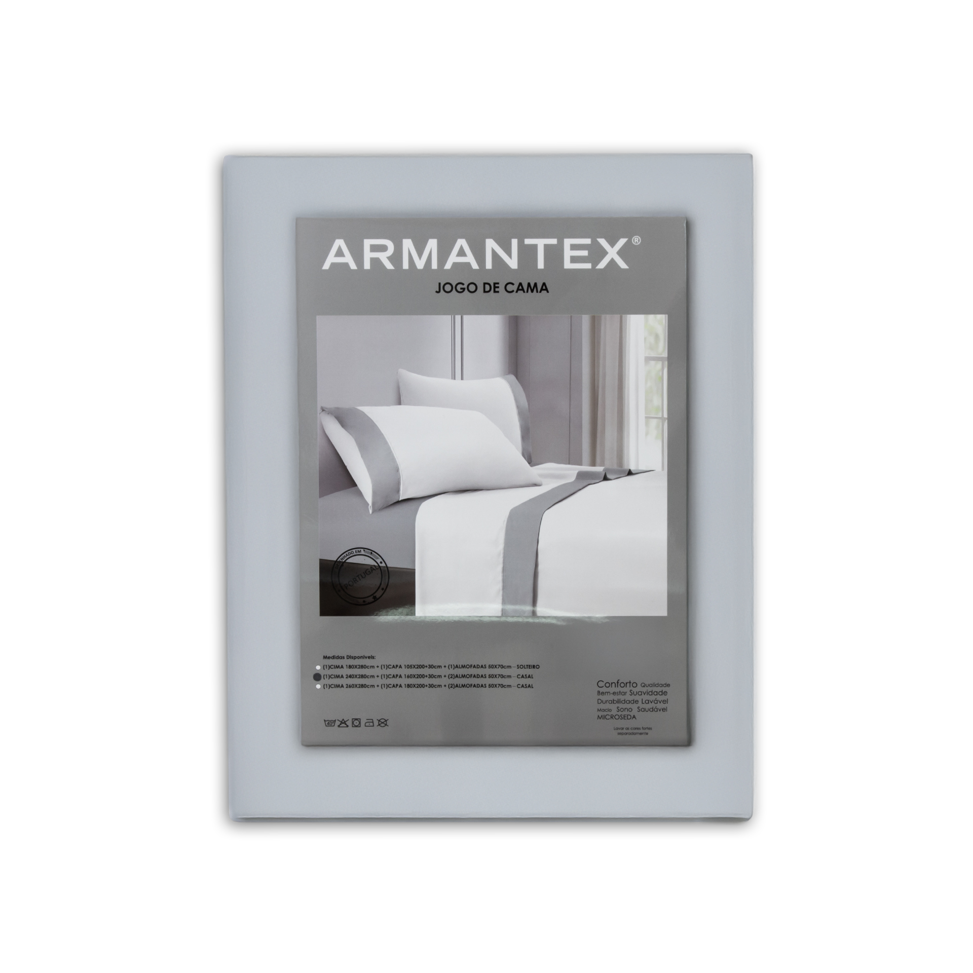 Jogo Cama Viroria Branco/Cinza 240X280cm