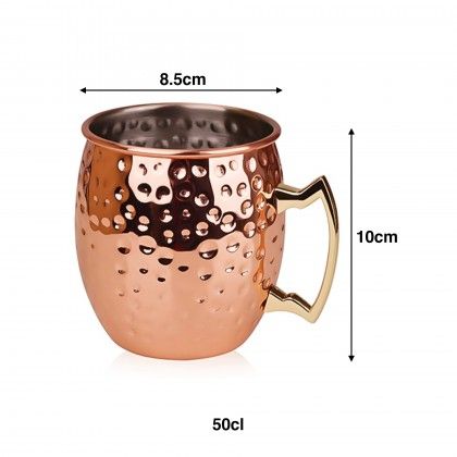 Caneca Cerveja Martelada Redonda Cobre 50cl 8.5X10cm