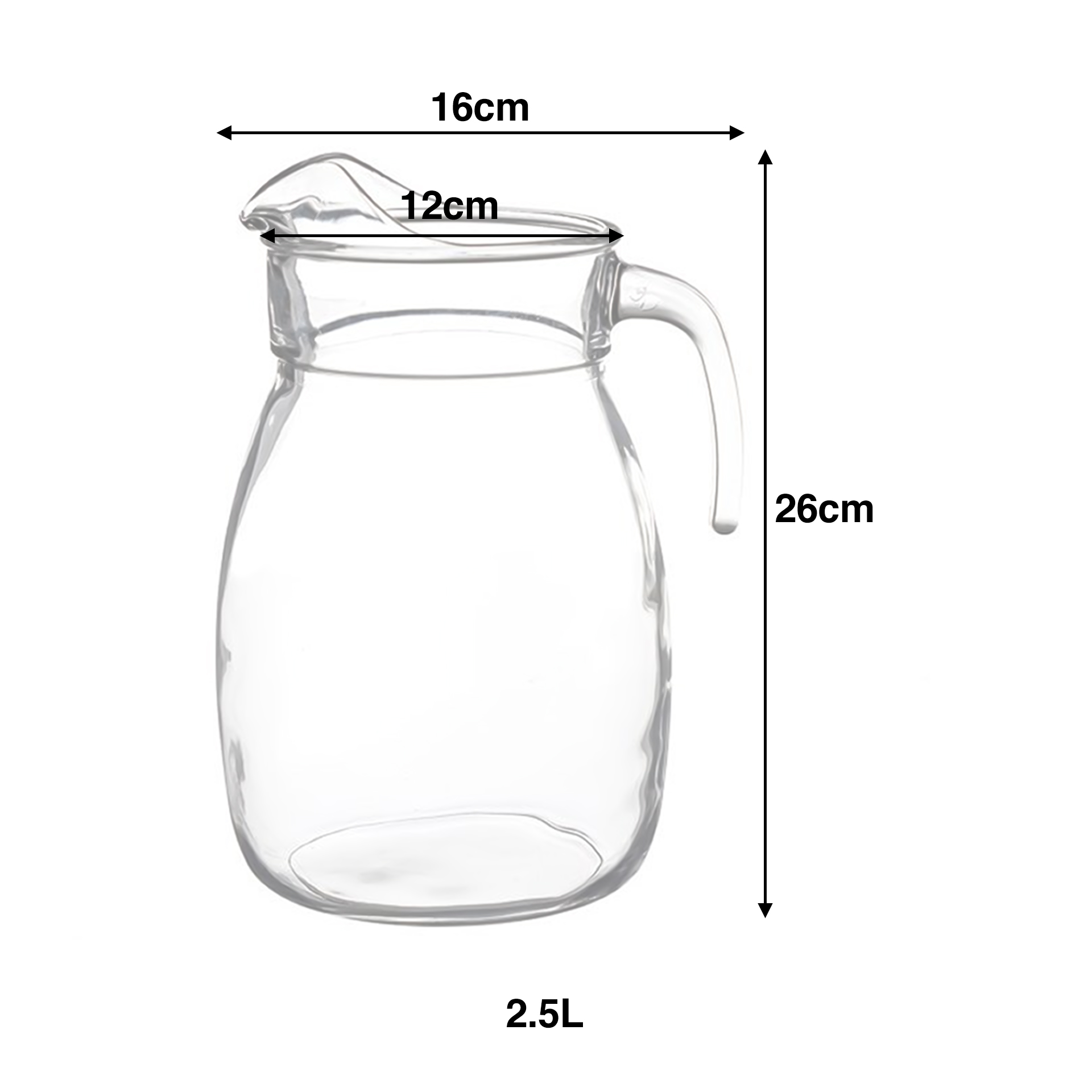 Jarro com Asa Vidro Niagara 2500ml 16X12X26cm