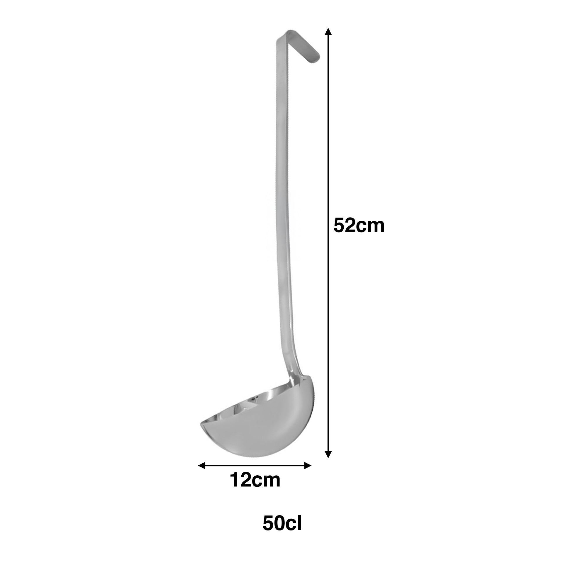 Concha Inox com Gancho Monobloco 50cl 12X52cm