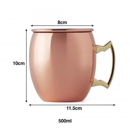 Caneca Cerveja Inox Liso Cobre 500ml 8X11.5X10cm
