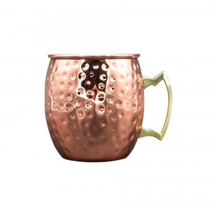 Caneca Cerveja Inox Martelado Cobre 350ml 7X10.7X9cm