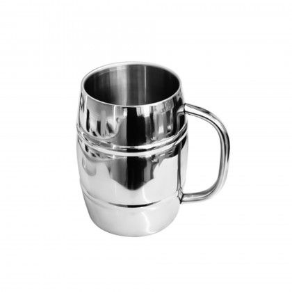 Caneca Cerveja Inox Parede Dupla Belem Prateado 400ml 8X12X12cm Caneca Cerveja Inox Parede Dupla Belem Prateado 400ml 8X12X12cm