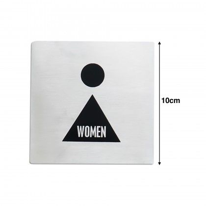 Placa Sinaliza��o Inox Mulher Prateado 10cm