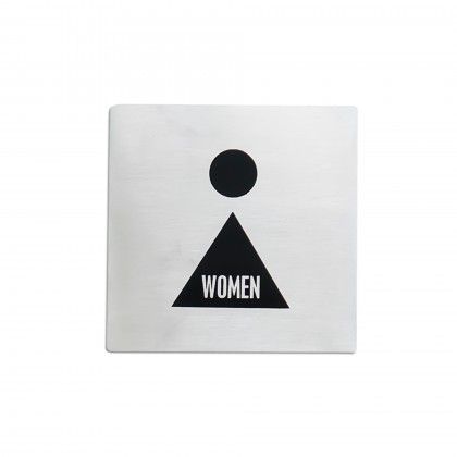Placa Sinaliza��o Inox Mulher Prateado 10cm