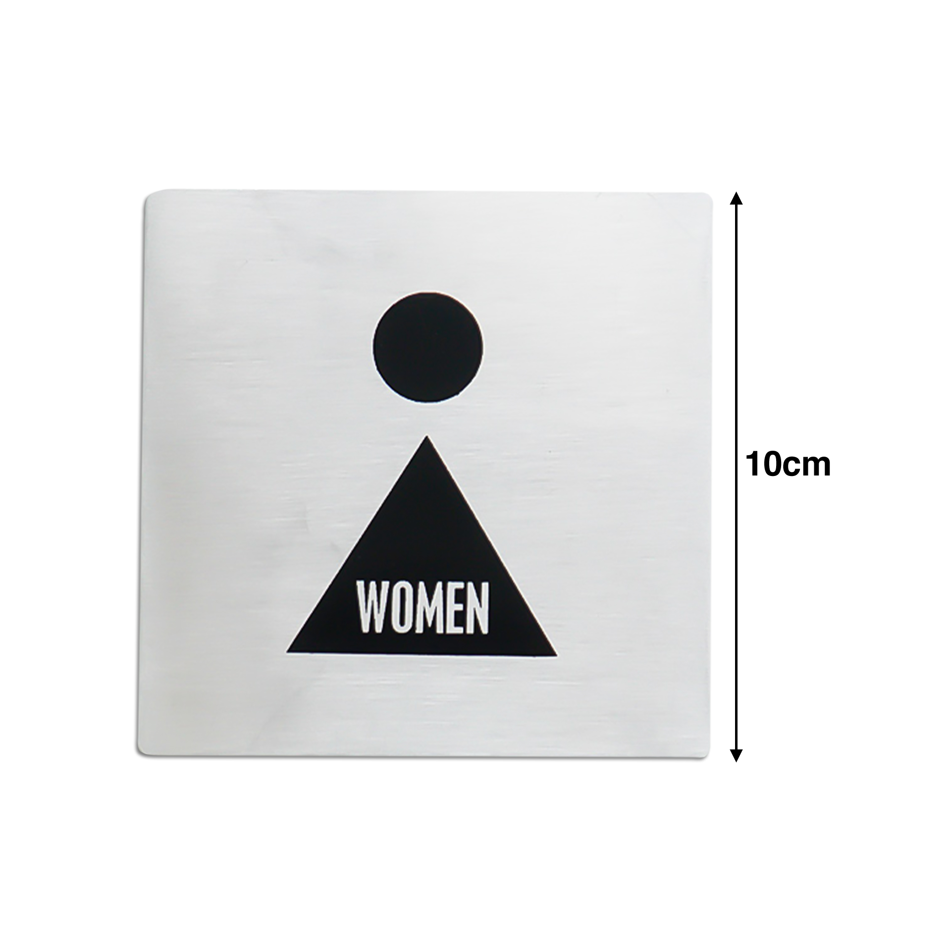 Placa Sinalização Inox Mulher Prateado 10cm