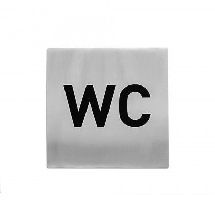 Placa Sinaliza��o Inox Wc Prateado 10cm