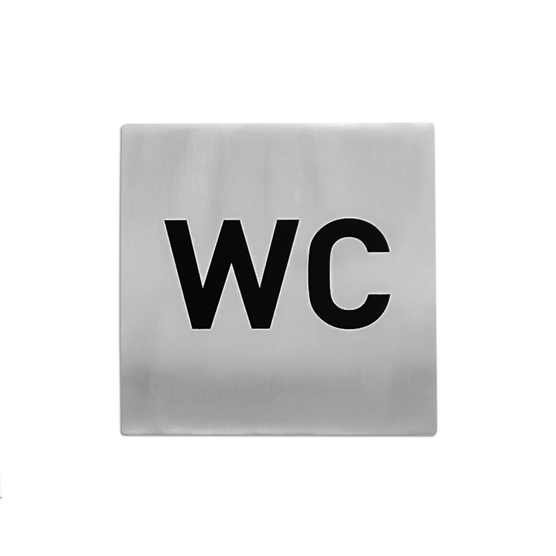 Placa Sinalização Inox Wc Prateado 10cm