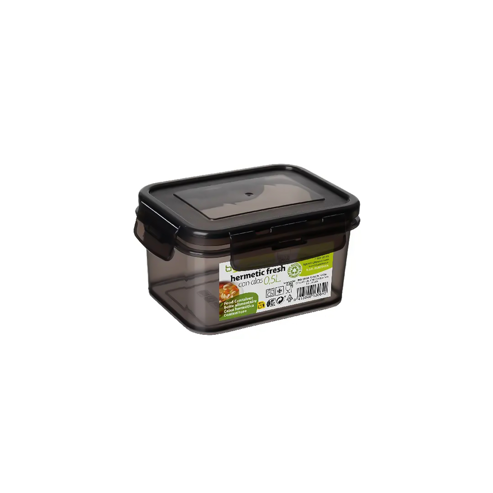 Frasco Hermético Fresh Preto 500ml 13X9.5X7cm