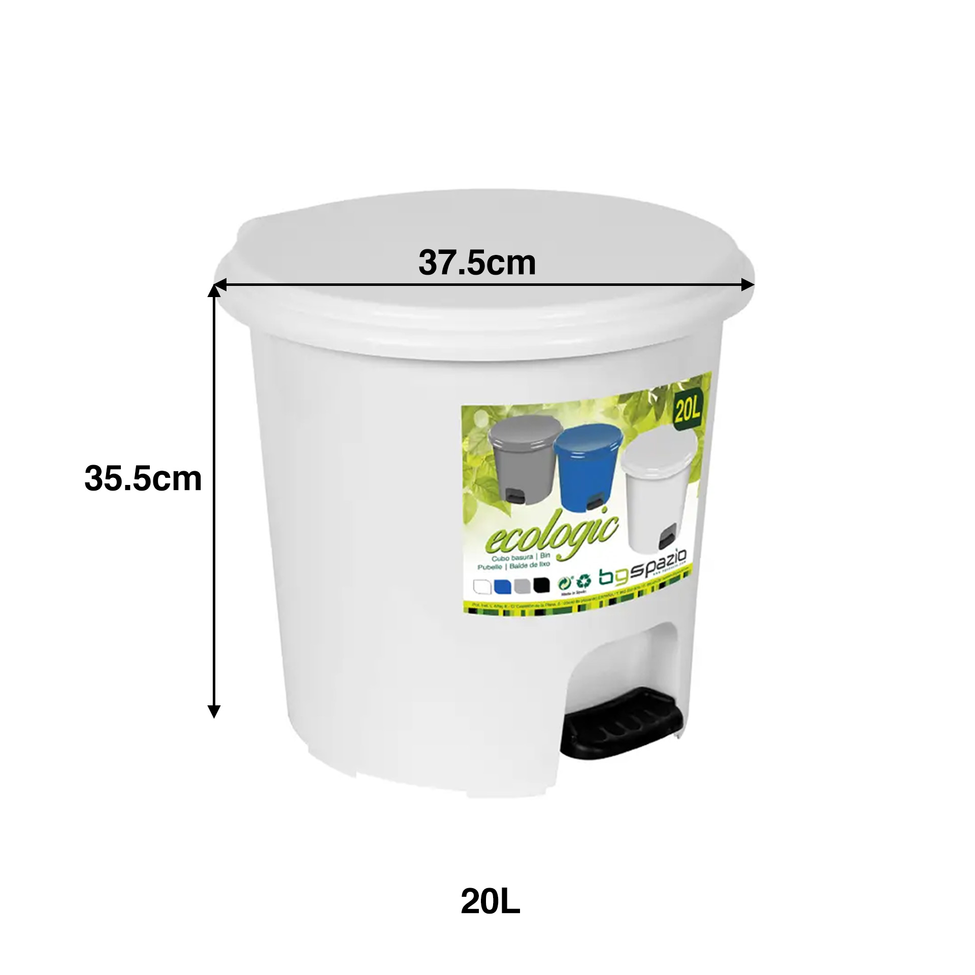 Balde Lixo Pedal 20L 37.5X35.5X33cm