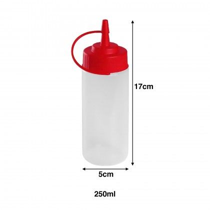 Frasco Molhos Tampa Doseadora Redondo 250ml 5X17cm