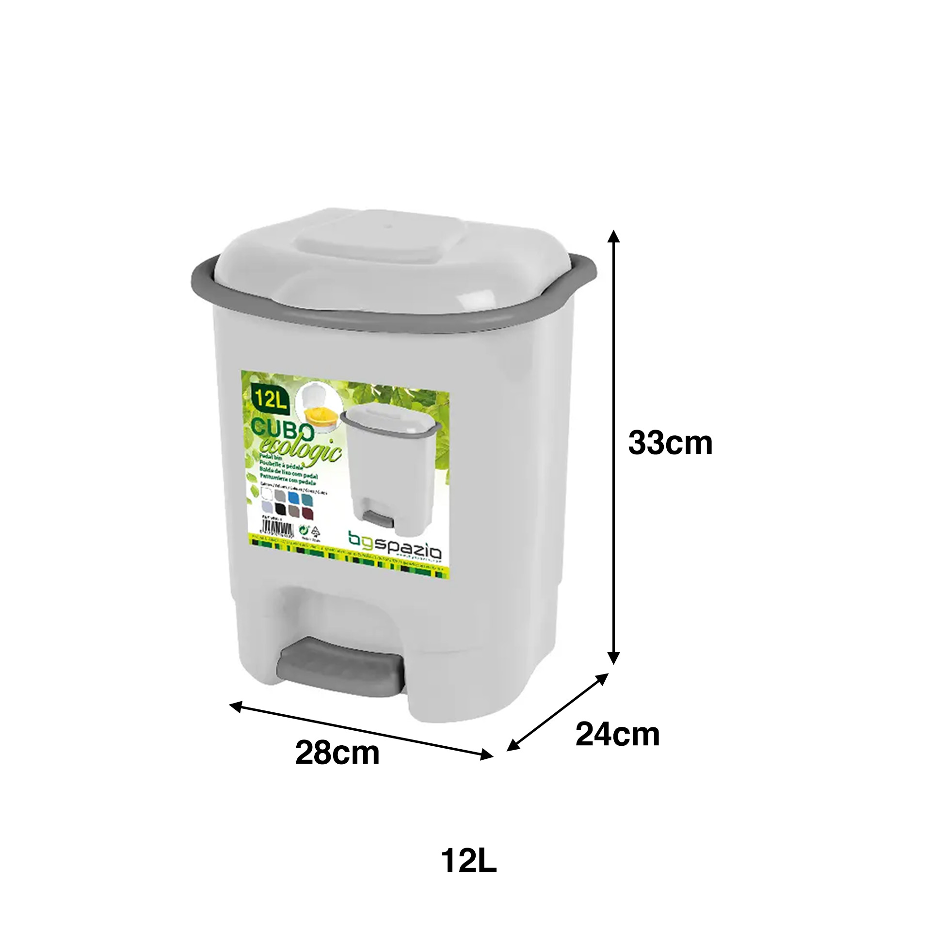 Balde Lixo Pedal 12L 28X24X33cm