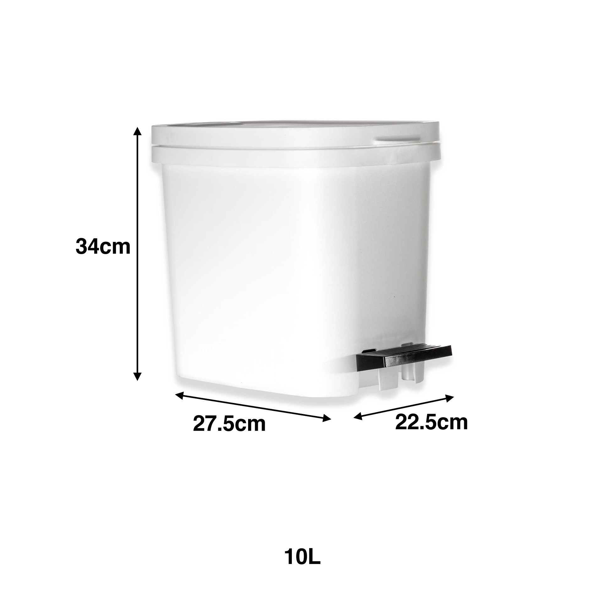 Balde Be-Útil com Pedal Branco 10l 22.5X34X27.5cm