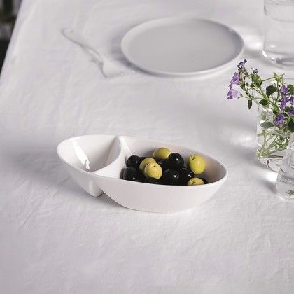 Bandeja Porcelana Olive Branco 19X9cm