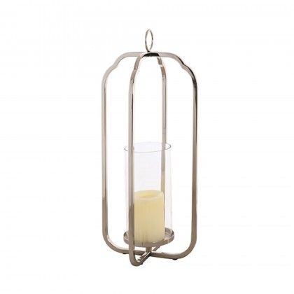Porta Velas Metal / Vidro 21X21X49cm