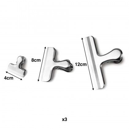 Clips Inox para Saco 4/8/12cm Pack 3 Clips Inox para Saco 4/8/12cm Pack 3