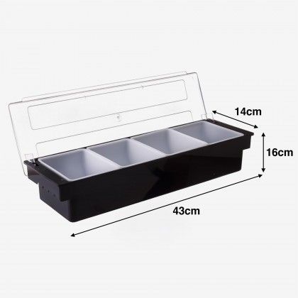 Caixa Condimentos com Tampa 4 Divisões 49.5X15.5X9.5cm Caixa Condimentos com Tampa 4 Divisões 49.5X15.5X9.5cm