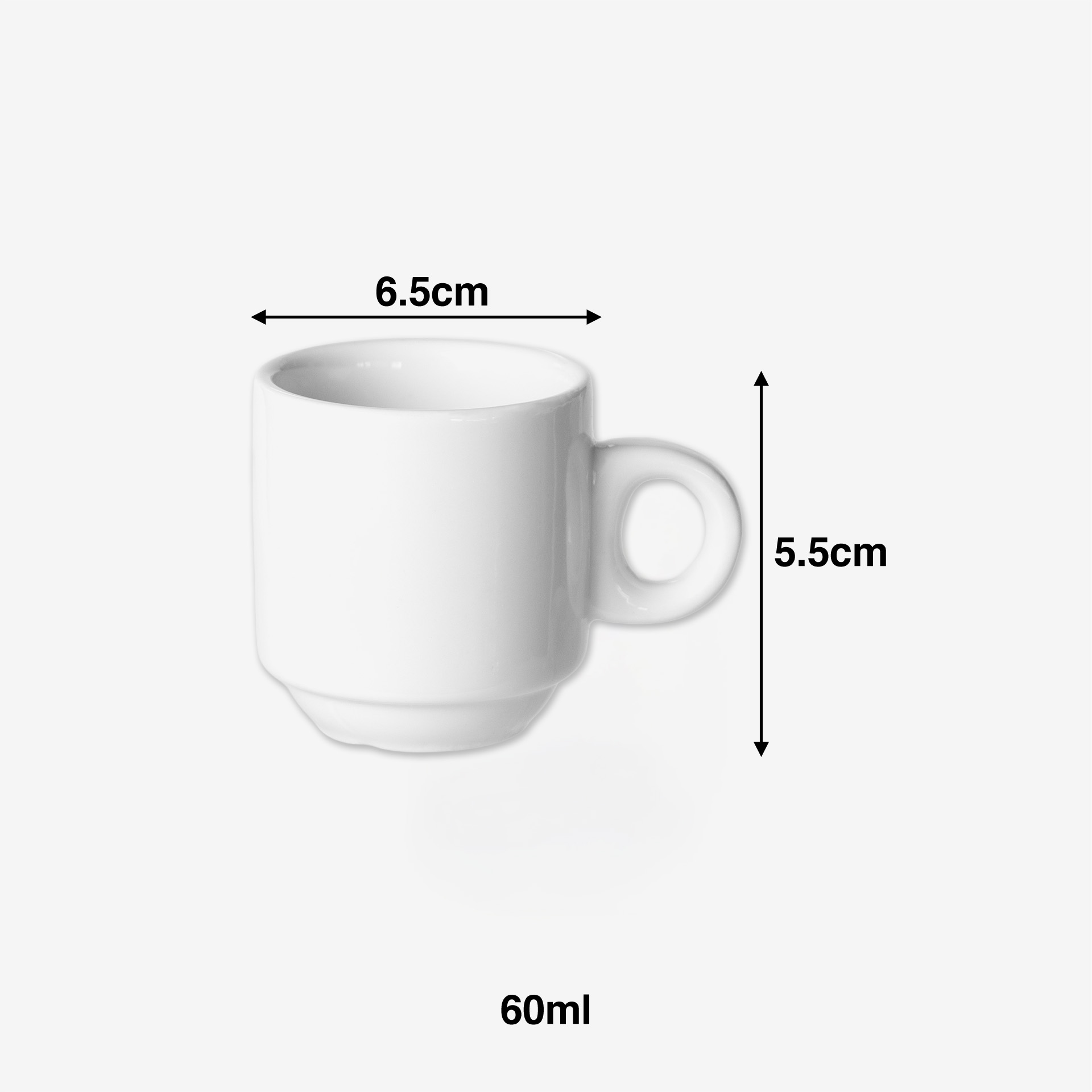 Chávena Café Porcelana Cónica Asa Anel 60ml 5.5X6.5cm