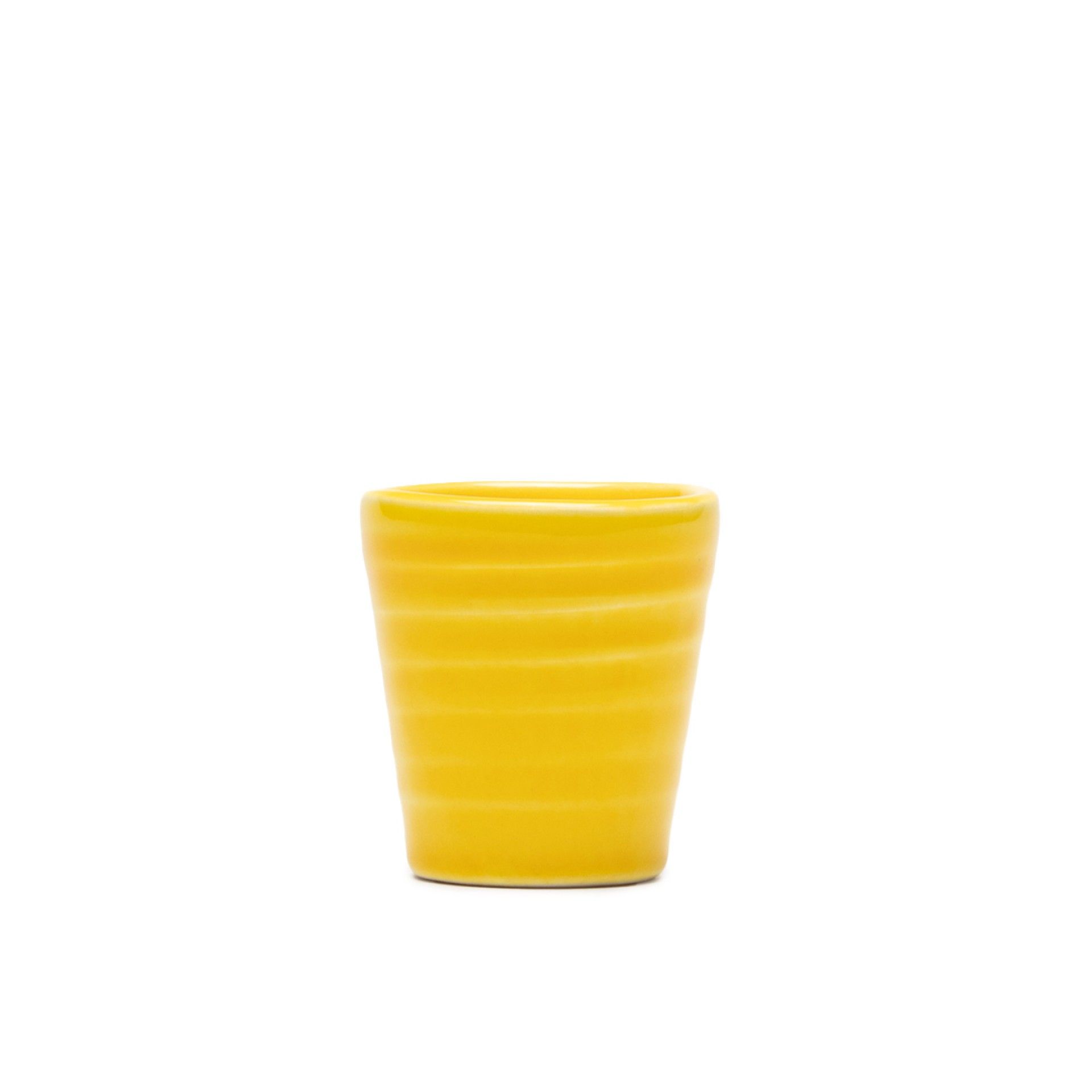 Copo Café Riscas Cerâmica Amarelo Mostarda 5.5cm