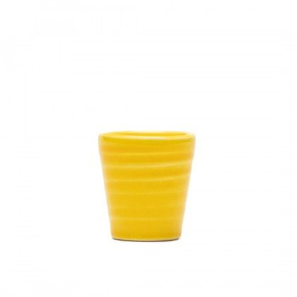 Copo Café Riscas Cerâmica Amarelo Mostarda 5.5cm Copo Café Riscas Cerâmica Amarelo Mostarda 5.5cm