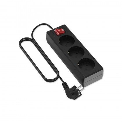 Extensão Fio com Interruptor 3 Tomadas Preto 1.4mX1.5mm Extensão Fio com Interruptor 3 Tomadas Preto 1.4mX1.5mm