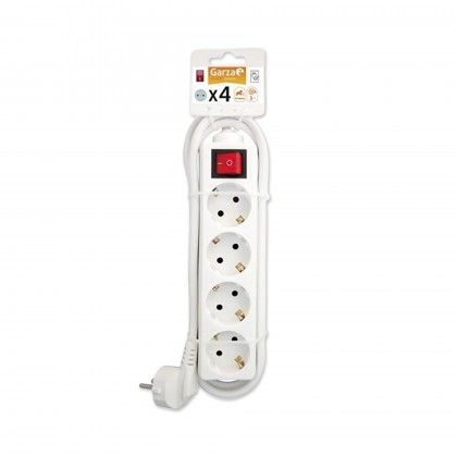 Extensão Fio com Interruptor 4 Tomadas Branco 3mX1.5mm Extensão Fio com Interruptor 4 Tomadas Branco 3mX1.5mm