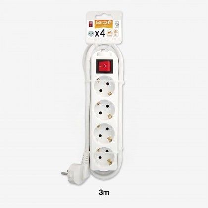 Extensão Fio com Interruptor 4 Tomadas Branco 3mX1.5mm Extensão Fio com Interruptor 4 Tomadas Branco 3mX1.5mm