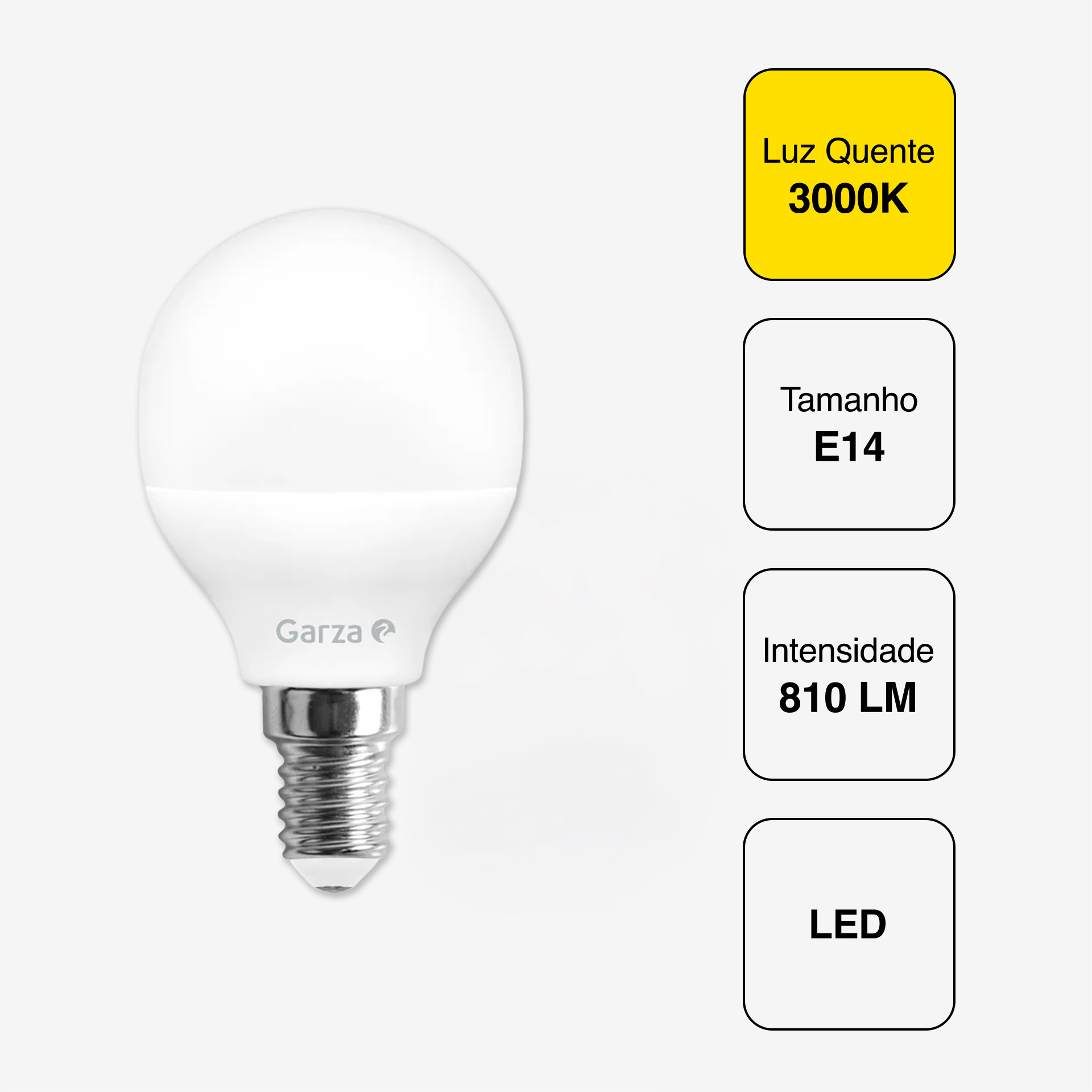 Lâmpada Led Esférica E14 810Lm 30K Luz Quente