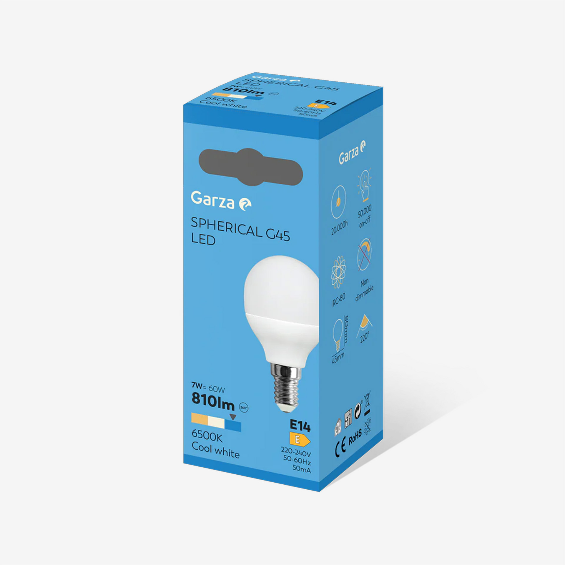 Lâmpada Led Esférica E14 810Lm 65K Luz Fria