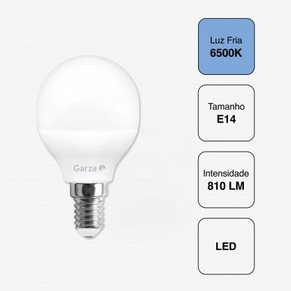 L�mpada Led Esf�rica E14 810Lm 65K Luz Fria