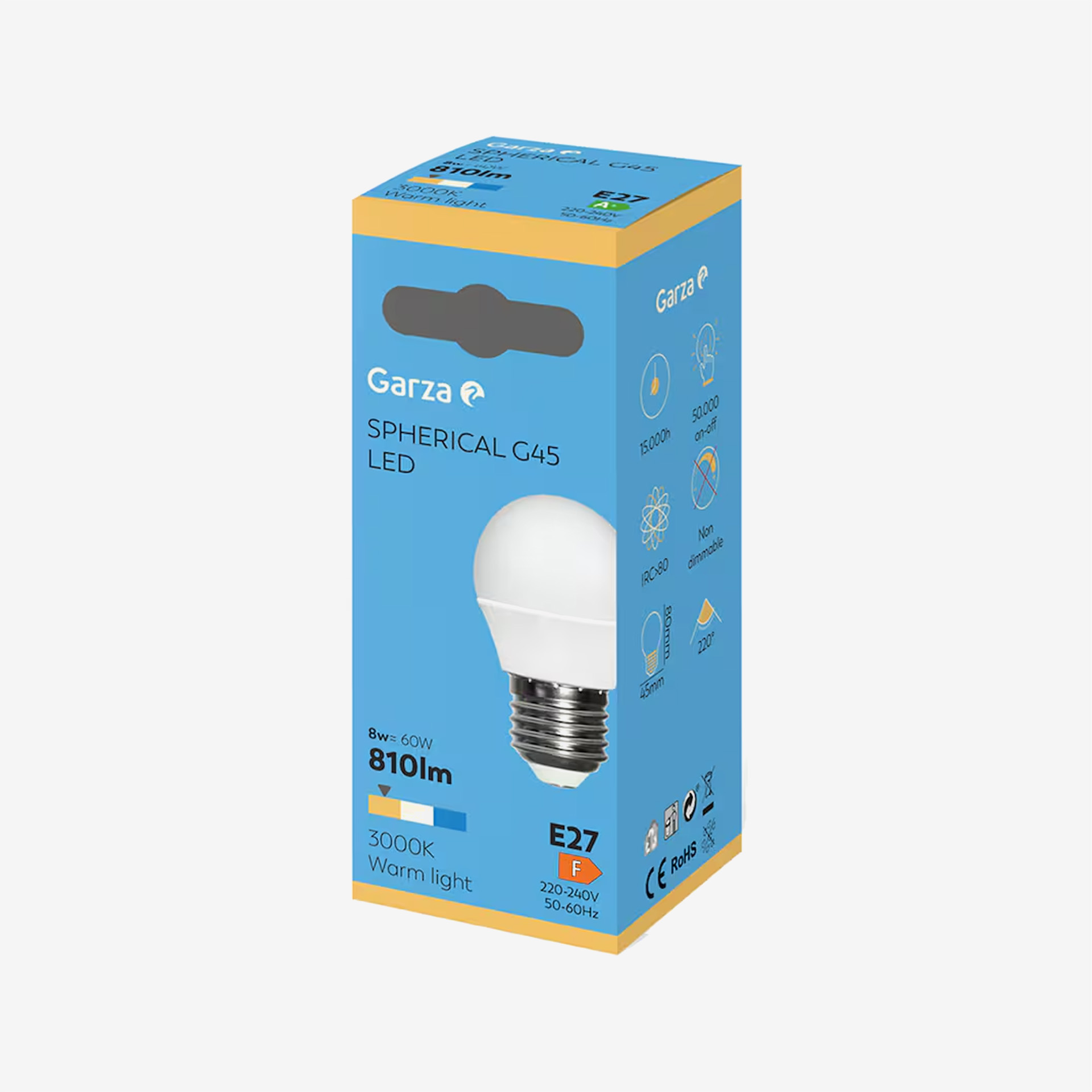Lâmpada Led Esférica E27 810Lm 30K Luz Quente