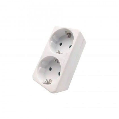 Adaptador Tomada Duplo Branco 3680w 9.1X7.9X4.8cm