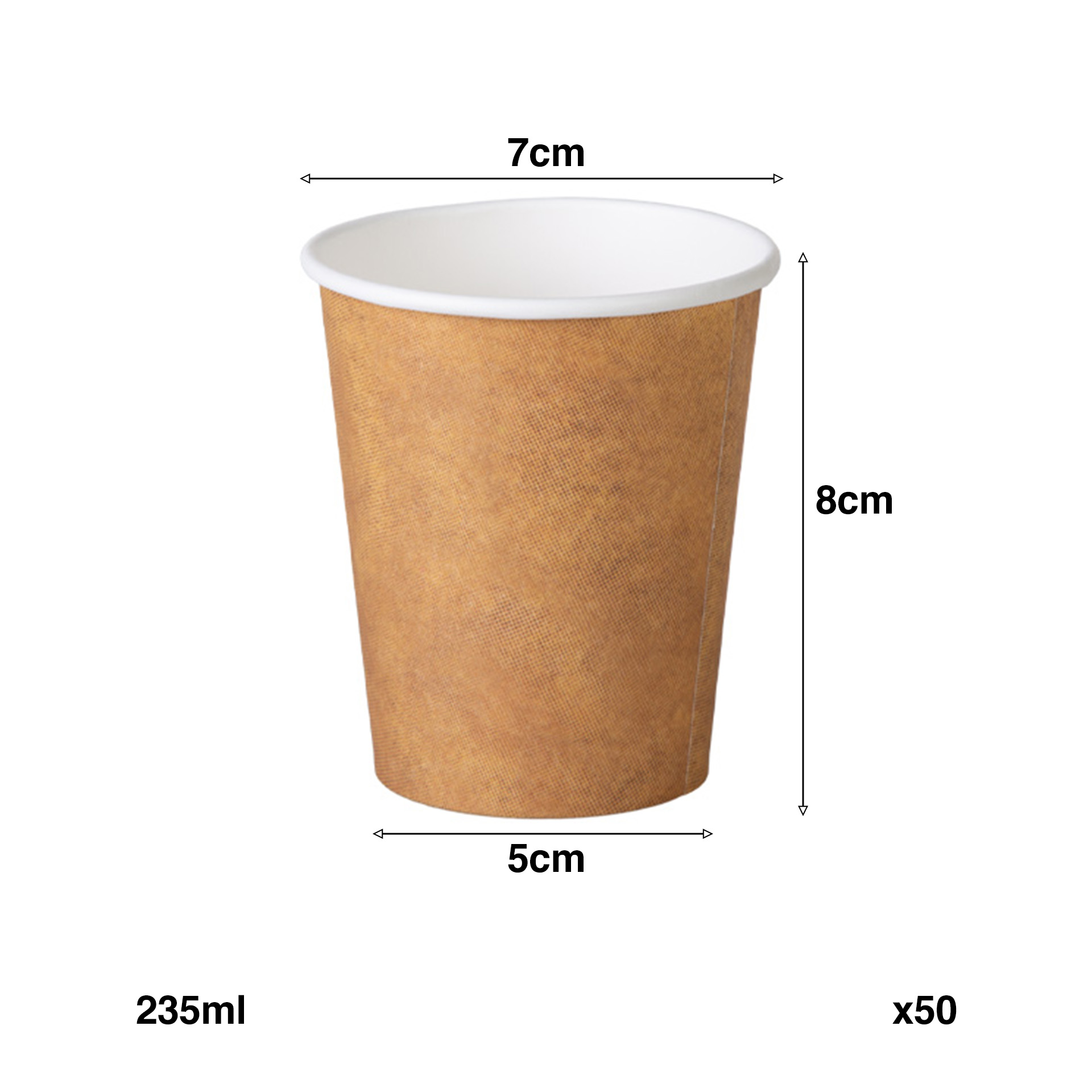 Copo Cartão Bebidas Frias Castanho 235ml 7X5X8.5cm Pack 50