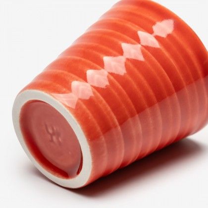 Copo Cafe Riscas Salmao 5.5cm