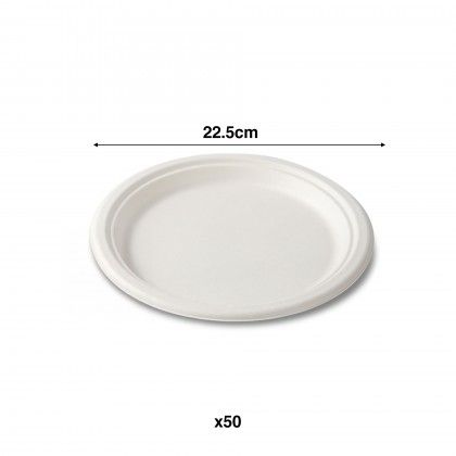 Prato Cana A��car Redondo Branco 22.5cm Pack 50