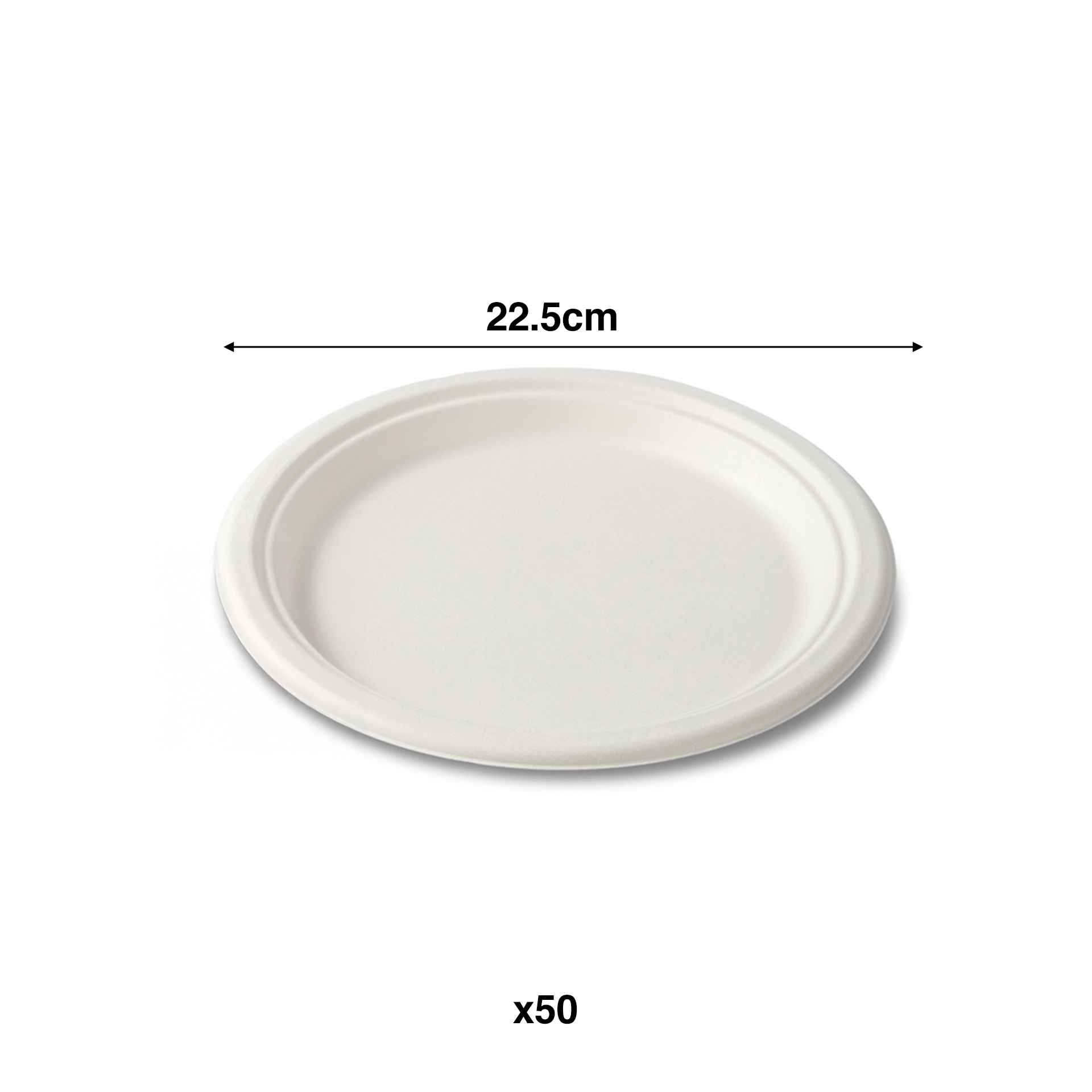 Prato Cana Açúcar Redondo Branco 22.5cm Pack 50