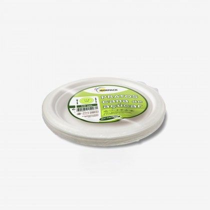 Prato Cana A��car Raso Redondo Branco 17cm Pack 10
