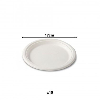 Prato Cana A��car Raso Redondo Branco 17cm Pack 10