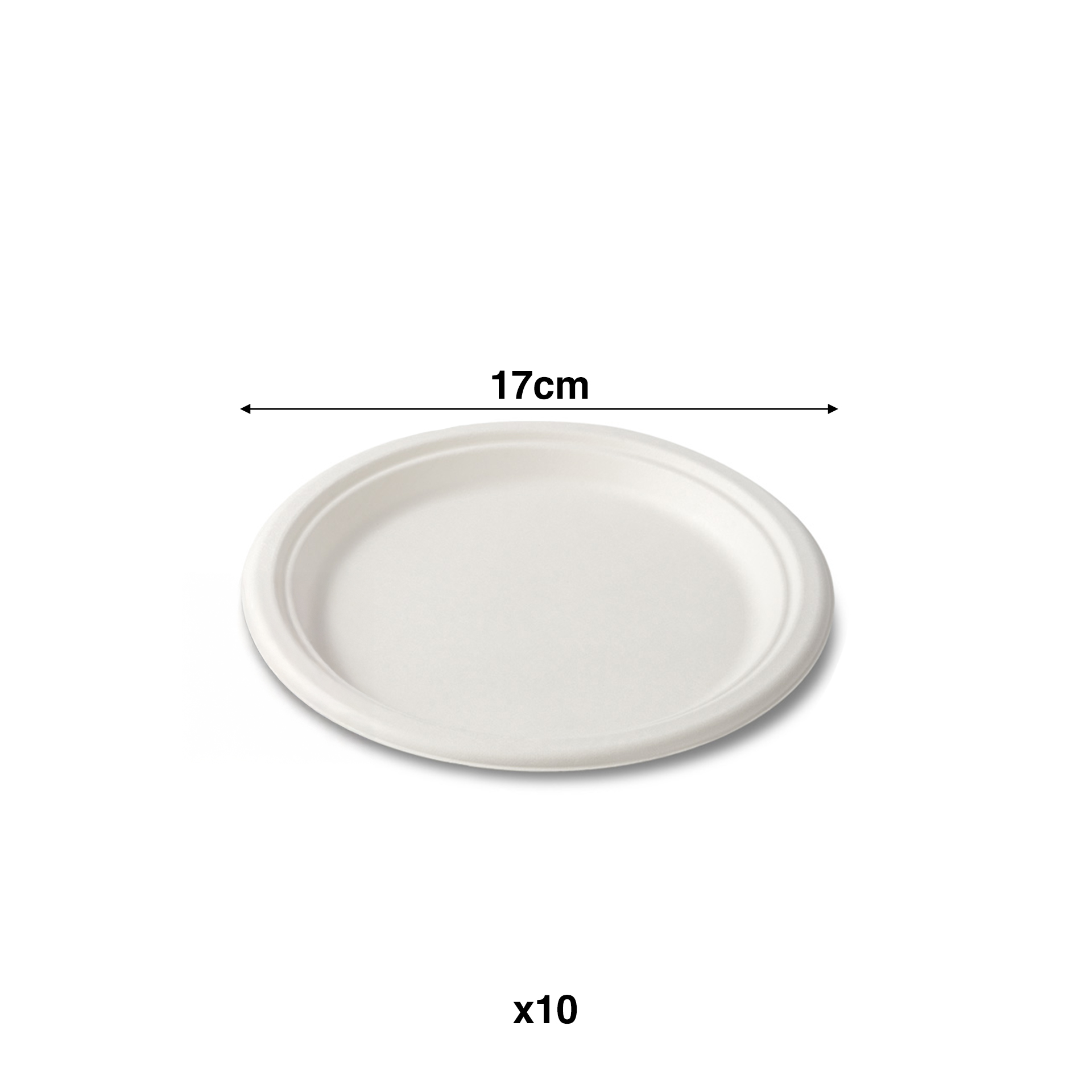 Prato Cana Açúcar Raso Redondo Branco 17cm Pack 10