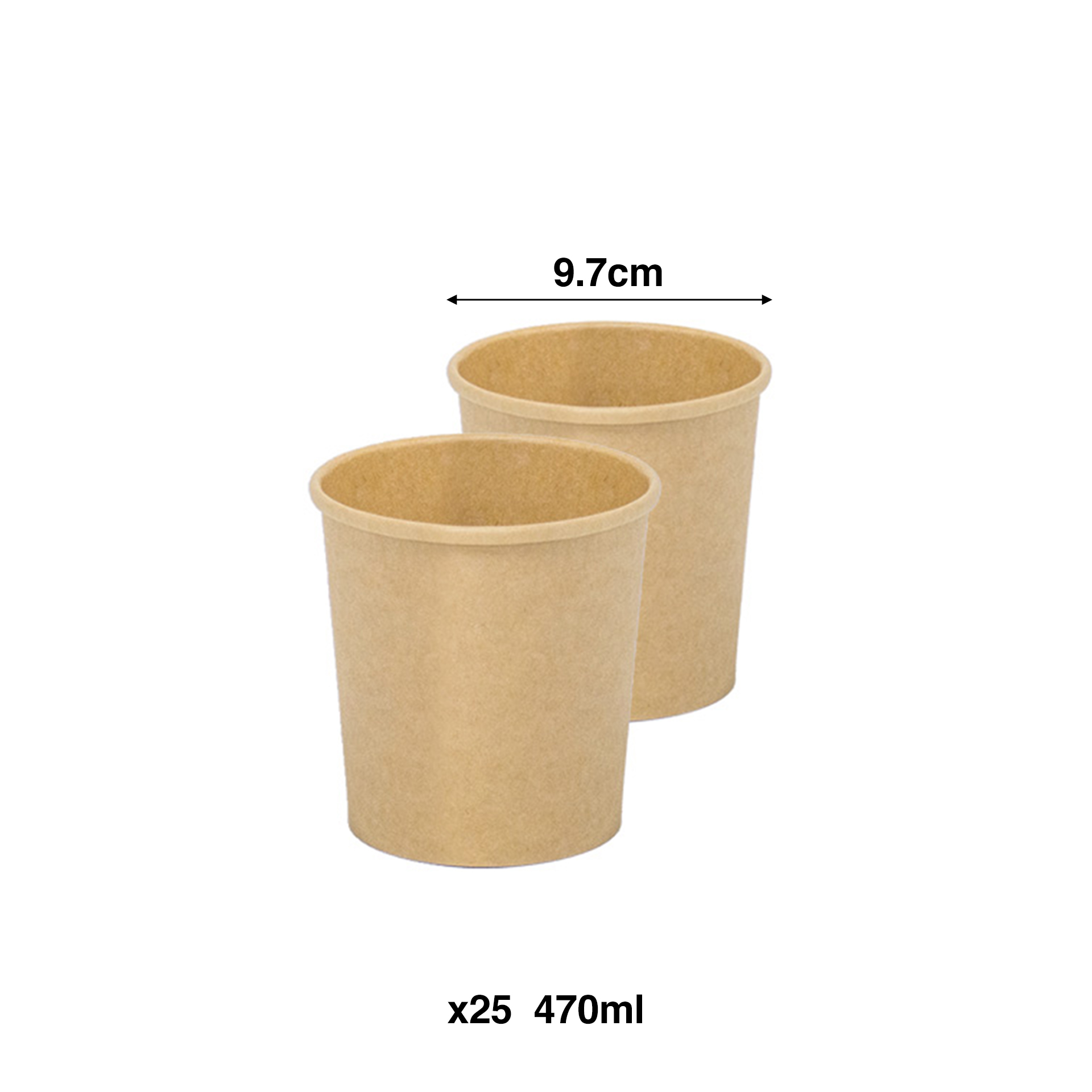 Copo com Tampa Kraft Redondo 470ml 9.7cm Pack 25