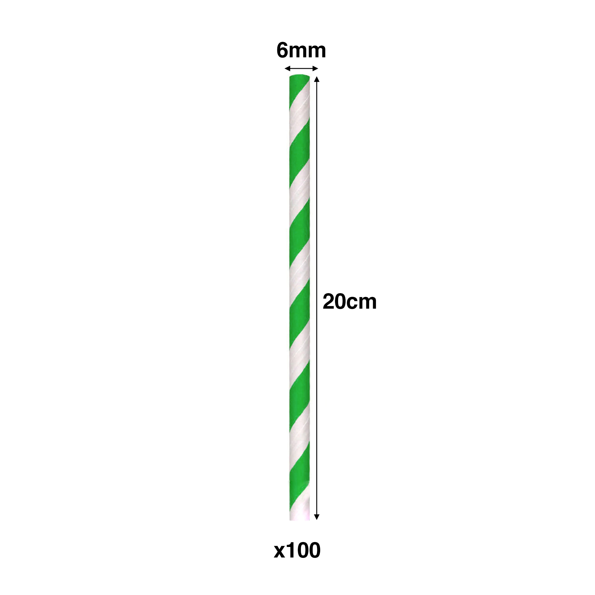 Palhinhas Cartão Redondo Verde 6mmx20cm Pack 100
