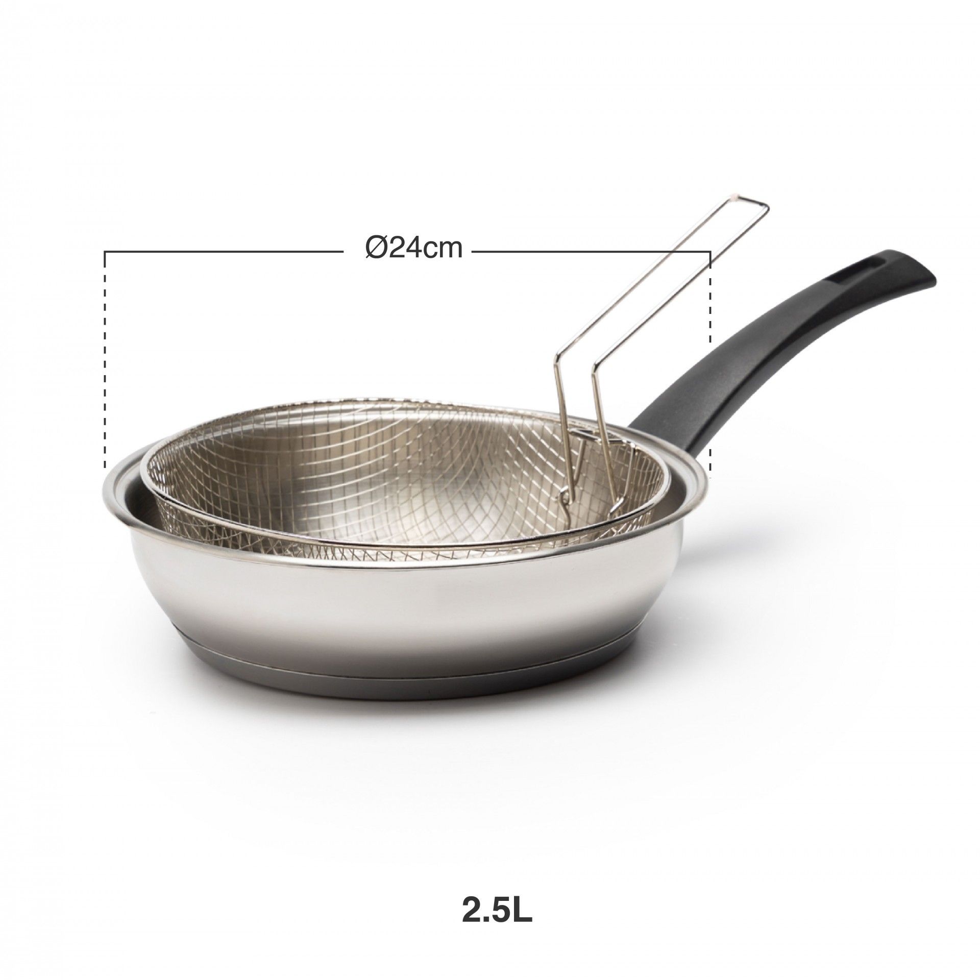 Fritadeira Com Cesto Com Cabo Inox 2.5l Ø24cm